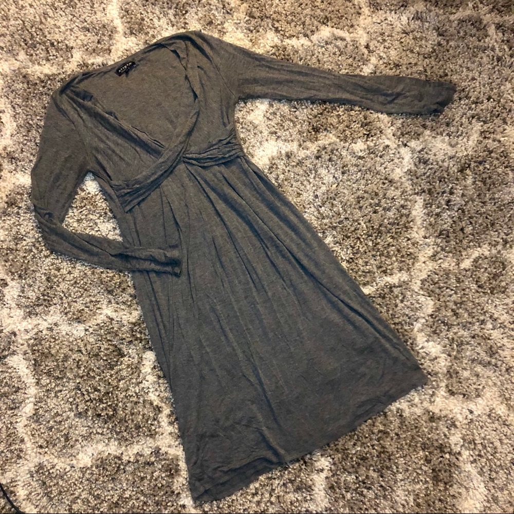 Gray Maternity V-Neck Dress
